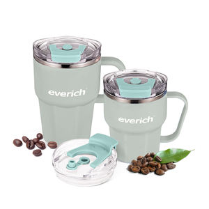 Mug à café <span class=keywords><strong>en</strong></span> acier inoxydable 304 antidérapant de 360 ml et 600 ml avec poignée et couvercle <span class=keywords><strong>2</strong></span> <span class=keywords><strong>en</strong></span> 1, surface personnalisable pour les boissons chaudes/froides, idéal comme cadeau - Product Image 2