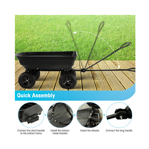 Carro de Jardín de Polietileno de Alta Resistencia OEM/ODM, el Más Vendido, con Mecanismo de Descarga Patentado para Transportar Leña y Abono - Modelo GARPYC000 - Product Image 1