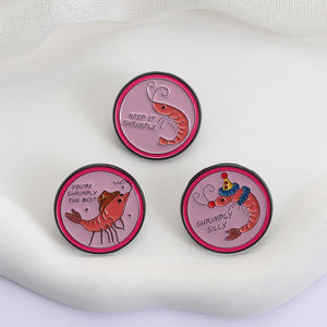 Frase di gioco di parole di gamberetti di cartone animato spille in smalto tenerlo gamberetto Clown spille in metallo sciocche per vestiti distintivo con risvolto ornamenti per gioielli - Product Image 3