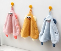 Serviettes de toilette suspendues mignonnes, écologiques, réutilisables, douces, absorbantes, en polaire corail, séchage rapide, thème dessin animé, pour cuisine et salle de bain