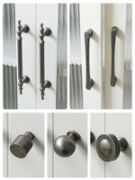 Poignées et boutons de meubles KOPPALIVE en laiton massif, finition argent antique, pour armoires de cuisine, tiroirs et placards, style cuivre français