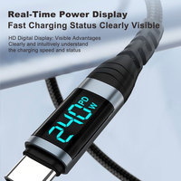 Nouveau câble de téléphone portable USB C vers USB C 240W avec écran LED, cordon de données tressé en nylon, câble de charge rapide PD 3.1 pour iPhone, Samsung