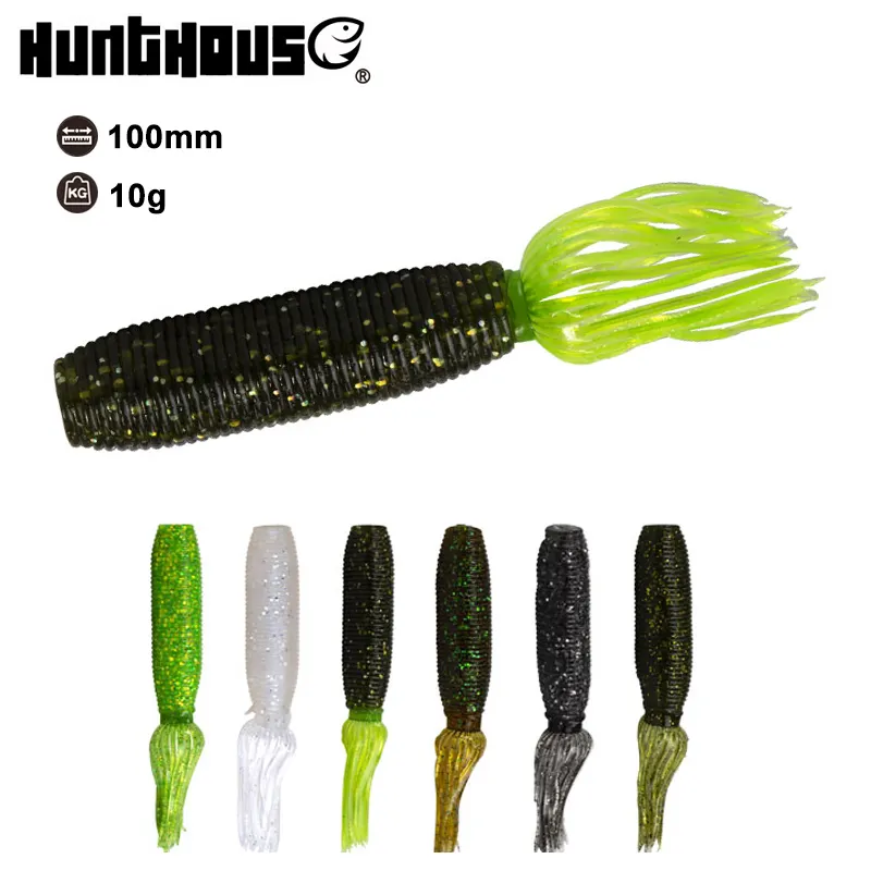 hunthouse saltwater freshwater artificial lure pvc silicone soft plastic fishing lures fishing tube jig for bass pike