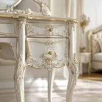 Ensemble de toilette Seraphina en perles dorées |   Table de toilette classique française de luxe avec miroir - EKAR FURNITURE