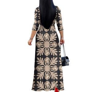 Cao cấp chất lượng tốt Polynesian của phụ nữ cộng với kích thước maxi Dresses 3/4 Tay áo bohemian dài ăn mặc in Swing Dress Với vành đai - Product Image 2