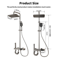 Ensemble de douche intelligent électrique haut de gamme YEETE pour hôtel, avec fonction pause, jet de pluie et massage, en acier inoxydable brossé doux et céramique