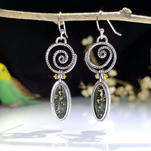 Orecchini a Cerchio a Spirale Vintage con Gemme, Lunghi Pendenti, Gioielli alla Moda da Donna - Product Image 3