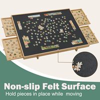 Table de puzzle en bois pour enfants avec 4 tiroirs de rangement et couvercle anti-poussière, support inclinable réglable, planche de puzzle portable avec surface en feutre