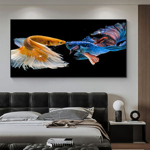 Pintura moderna <span class=keywords><strong>de</strong></span> animales Koi, pintura <span class=keywords><strong>de</strong></span> pared <span class=keywords><strong>de</strong></span> porcelana <span class=keywords><strong>de</strong></span> cristal, Fondo <span class=keywords><strong>de</strong></span> sala <span class=keywords><strong>de</strong></span> estar, pintor, decoración del hogar con ilustraciones modernas - Product Image 2