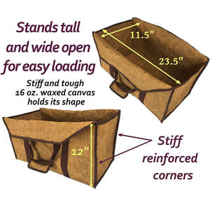 Fireplace <b>Carrier</b> Waterproof Waxed Canvas <b>Log</b> <b>Carrier</b> Tote <b>Bag</b> Outdoor <b>Log</b> Tote Large Wood Carrying <b>Bag</b> with Handles - Product Image 5