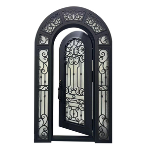 Portail extérieur moderne <span class=keywords><strong>en</strong></span> <span class=keywords><strong>fer</strong></span> <span class=keywords><strong>forgé</strong></span> noir de qualité supérieure avec design <span class=keywords><strong>en</strong></span> arche, aspect luxueux, surface finie <span class=keywords><strong>pour</strong></span> <span class=keywords><strong>entrée</strong></span> de jardin - Product Image 1