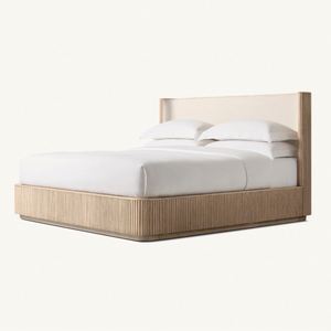 Meubles de chambre à coucher modernes haut de gamme, cadre de lit en bois Byron, style américain, lit king size en bois massif - Product Image 1