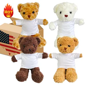 USA warehouse Teddy Bear 30 cm sublimation teddy bear with white T shirt for sublimation and customization