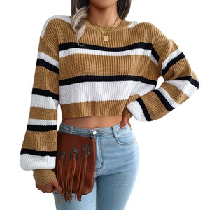 Suéter de Punto a Rayas Casual para <span class=keywords><strong>Mujer</strong></span>, Estilo Otoño Invierno, Manga Larga - Product Image 5
