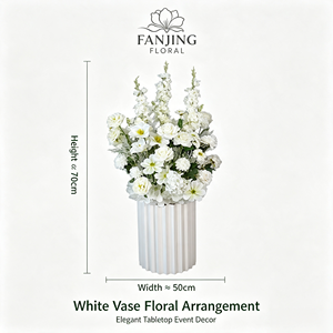 Composition florale artificielle en soie blanche pour allée de mariage, décoration de cérémonie, événementiel, vente en gros - Product Image 3