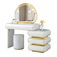 Meuble de dressing design moderne, coiffeuse avec tiroirs, prix de gros, coiffeuse blanche personnalisée avec plateau en verre