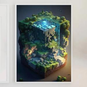 M-Minecraft Poster Mine Game <span class=keywords><strong>Pixel</strong></span> Craft paisaje arte lienzo pintura impresión sala <span class=keywords><strong>de</strong></span> <span class=keywords><strong>juegos</strong></span> arte <span class=keywords><strong>de</strong></span> pared moderno decoración del hogar - Product Image 2