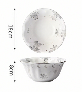 Bộ đồ ăn gốm sứ cao cấp - Dòng Mandala màu xám - Mẫu mới <span class=keywords><strong>2025</strong></span> - Bát và đĩa - Product Image 6