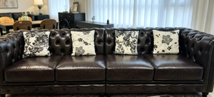 Sofá Chesterfield de Cuero Genuino con Respaldo Acolchado y Brazos Acolchados, 3 Plazas, Color Marrón Oscuro, Moderno y Lujoso, Personalizable para Sala de Estar - Product Image 6