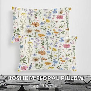Juego de Fundas de Almohada Rectangulares con Diseño Floral y Geométrico Pastel Personalizado Hoshom, Ropa de Cama de Color Personalizado para Uso en el Hogar y Hoteles, Estampado - Product Image 2