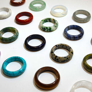 Merryshine Unisexe Turquoise Pierre Cristal Agate Jade Bande Bagues À La Main avec Classique <span class=keywords><strong>Fleur</strong></span> Oeil Forme Incrustation Hommes Femmes - Product Image 1