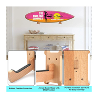Support mural pour planche de surf en bois de hêtre, supports muraux pour planches de surf avec boulons d'expansion M6, rangement vertical ou horizontal pour planches de surf