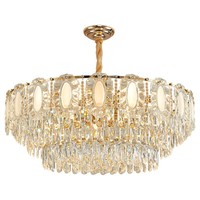Lustre de plafond en cristal avec cadre doré, panneau rond, lampe suspendue en forme de tambour, pour hall d'hôtel, restaurant, villa, foyer, fournisseur de projets