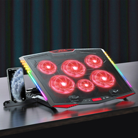 Accessoires de jeu, refroidisseur d'ordinateur portable en plastique avec six ventilateurs, écran LED, USB 2.0, support pour ordinateur portable de 21 pouces en stock