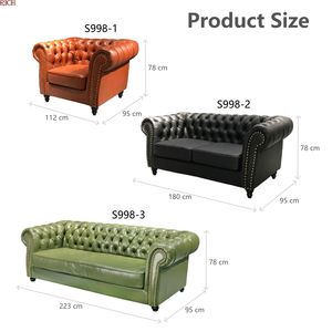 Divano a 3 Posti in Stile Retrò Europeo Mid-Century Moderno in Pelle PU e Legno Massello per Casa, Villa, Appartamento, Soggiorno, Bar, Club, Hotel - Product Image 5