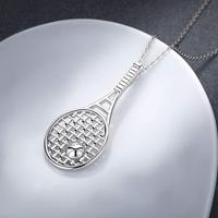 Bijoux pour amoureux du sport Collier pendentif raquette balle de tennis en argent sterling 925 de haute qualité
