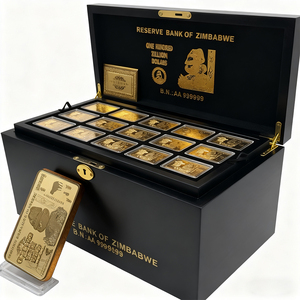 Livraison gratuite par FedEx, 270 lingots d'or plaqués or de 100 quintillions de dollars, lingot d'or du <span class=keywords><strong>Zimbabwe</strong></span> dans une belle boîte pour collection - Product Image 1