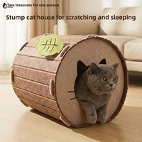 Niche pour chat cylindrique semi-fermée en feutre, avec griffoir intégré, pour toutes les saisons, nid de sommeil sécurisé