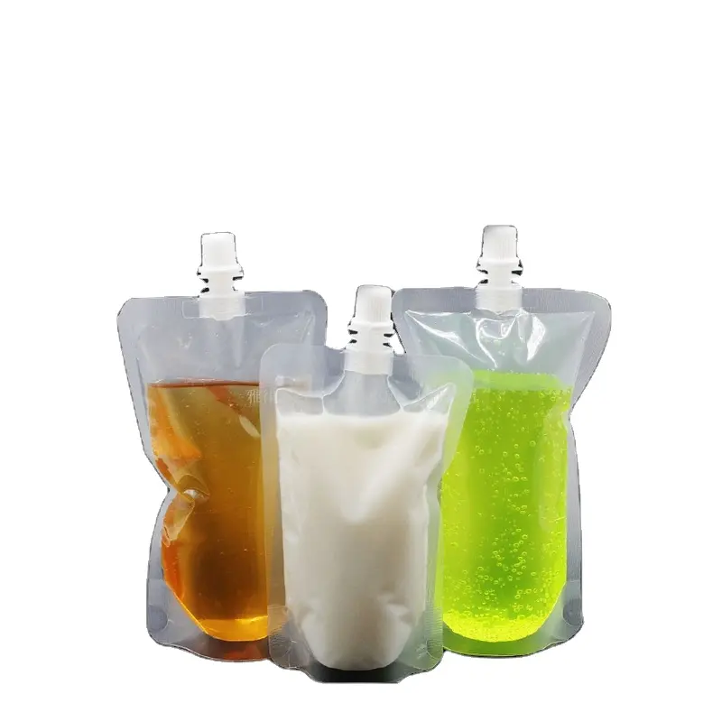 Fabricantes de Qualidade Alimentar Personalizado Transparente Clara Saco de Bebida Stand Up Embalagem de Geléia De Fruta Suco De Bico Bolsa