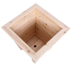 Factory <strong>Wooden</strong> Planter Box Set of 2, Square Wood <strong>Barrel</strong> Garden Pot with Drainage Holes <strong>for</strong> Indoor Outdoor <strong>Plants</strong> - Product Image 4