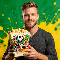Boîtes à Popcorn Personnalisées pour Célébrations de Football – Seau à Popcorn en Papier Recyclable pour Événements Sportifs et Cinéma Maison