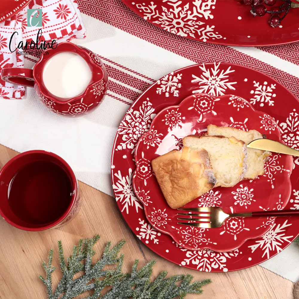 Beste Hause Vajillas Weihnachten Tee Tassen Keramik Porzellan Platten und Schalen
