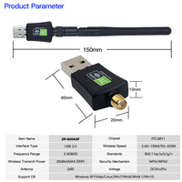 Antenne double bande rotative USB 2.0, 600 mb/s, Realtek (RTL8811CU), adaptateur WiFi de haute qualité, avec pilote gratuit