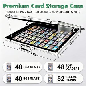 Card Display Case 34"*22" Large Aluminum Locking Tabletop Display Box for Trading Cards Sports Cards TCG <strong>Jewelry</strong> Collection - Product Image 4