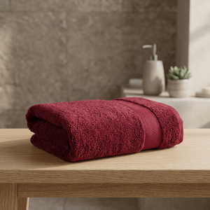 Serviette de bain ORCHID en coton biologique doux et absorbant, couleur bordeaux, respectueuse de la peau, séchage rapide, écologique, hypoallergénique, serviette d'hôtel - Product Image 1
