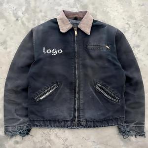 Tùy Chỉnh Dịch Vụ Thiết Kế Lỏng Lẻo Cộng Với Kích Thước Unisex Cổ Điển Jean Áo Khoác Axit Rửa <span class=keywords><strong>S</strong></span>ạch Vành Đai Làm Việc Denim Áo Khoác Mùa Đông Dài Phía Trước - Product Image 2