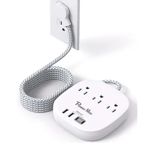 Universal Travel Socket Portable 3 AC Outlet Desktop Power Strip USB-C Outlet Power Socket Power Extension