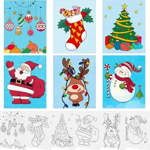 Christmas Theme Pre Drawn Canvas to Paint, Pre Printed Canvas for Ladies Sip and Paint Party Favor