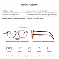 Lunettes optiques légères et tendance Sunray Custom Retro Double Bridges, monture TR90, verres PC, noires, anti-lumière bleue