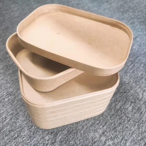 Biodegradable Food Container Disposable PLA Kraft Brown Paper Square Bowl