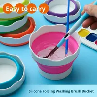 Mini seau pliable en silicone pratique pour le dessin en plein air, porte-pinceaux de peinture, facile à transporter, fournitures artistiques