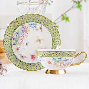 精品骨瓷8盎司瓷器陶瓷英皇风格咖啡茶杯茶碟套装 - Product Image 5