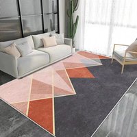 Tapis moderne à motif géométrique en polyester, à poils courts et doux, antidérapant, résistant aux taches, adapté aux animaux domestiques, pour salon et voyage