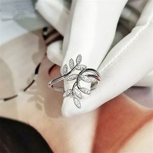 New Design Leaves Diamond <b>Adjustable</b> <b>Ring</b> Cubic Zircon CZ Micro Paved Olive Branch Opening <b>Ring</b> for Women - Product Image 6