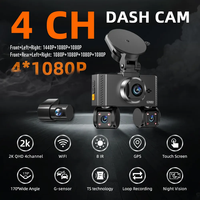 Caméra embarquée CPT 4 canaux pour voiture, 360° WiFi, surveillance de stationnement 24h/24, 4 objectifs FHD 1080P, écran tactile IPS 3,16 pouces, capteur G, application