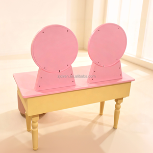 Table de toilette rose pour enfants, jouet de princesse, table de maquillage en bois rose pour filles, coiffeuse pour bébé - Product Image 3